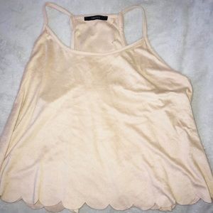 Open back ruffle top suede